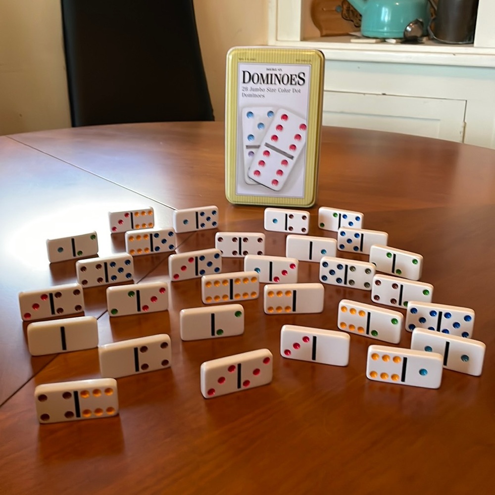 Double six Dominoes jumbo color dot